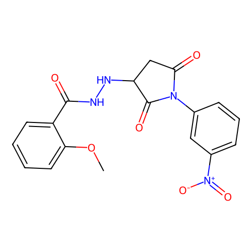 2-methoxy-N'-[1-(3-nitrophenyl)-2,5-dioxopyrrolidin-3-yl]benzohydrazide structure