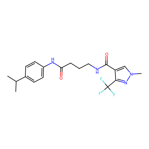 N-[4-(4-isopropylanilino)-4-oxobutyl]-1-methyl-3-(trifluoromethyl)-1H-pyrazole-4-carboxamide structure