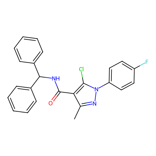 5-chloro-N-(diphenylmethyl)-1-(4-fluorophenyl)-3-methyl-1H-pyrazole-4-carboxamide structure