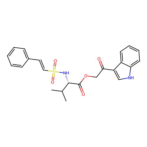 2-(1H-indol-3-yl)-2-oxoethyl (2S)-3-methyl-2-(2-phenylethenesulfonamido)butanoate structure