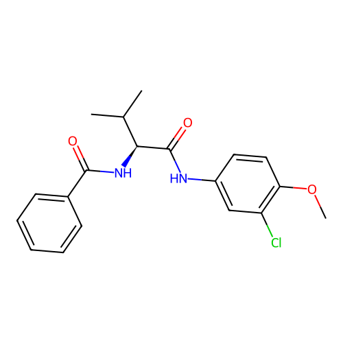 N-[(2S)-1-(3-chloro-4-methoxyanilino)-3-methyl-1-oxobutan-2-yl]benzamide structure