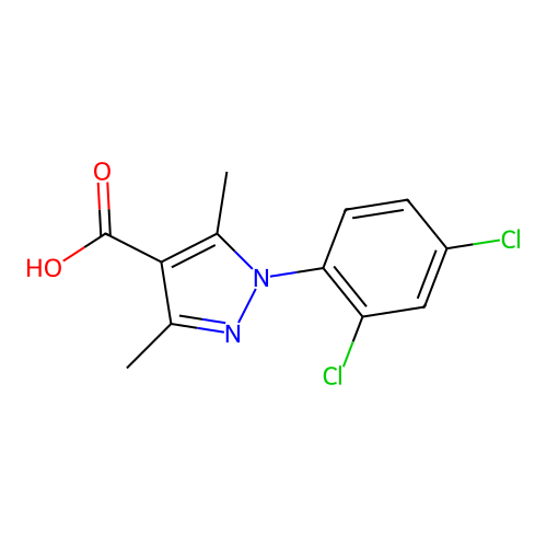 1-(2,4-dichlorophenyl)-3,5-dimethyl-1H-pyrazole-4-carboxylic acid structure