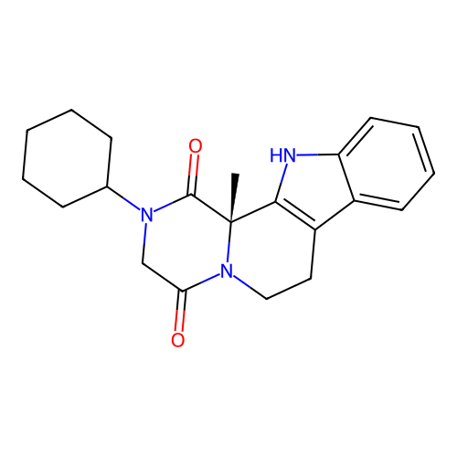 (12bS)-2-cyclohexyl-12b-methyl-2,3,6,7,12,12b-hexahydropyrazino[1',2':1,2]pyrido[3,4-b]indole-1,4-dione structure