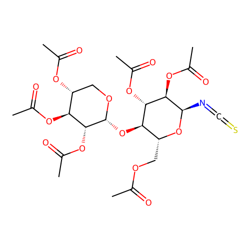 (2R,3R,4S,5R)-2-(((2R,3R,4S,5R,6S)-4,5-diacetoxy-2-(acetoxymethyl)-6-isothiocyanatotetrahydro-2H-pyran-3-yl)oxy)tetrahydro-2H-pyran-3,4,5-triyl triacetate structure