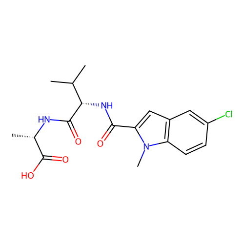 N-[(5-chloro-1-methyl-1H-indol-2-yl)carbonyl]-L-valyl-L-alanine structure