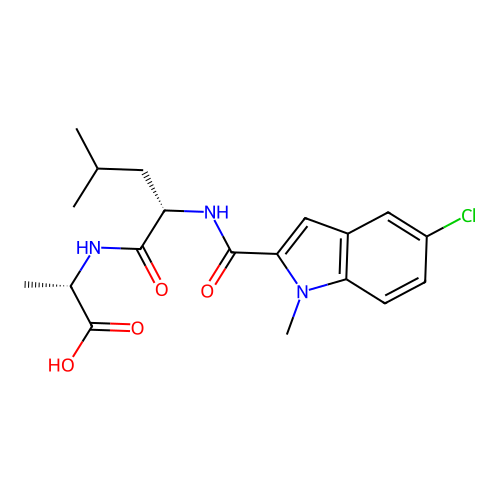 N-[(5-chloro-1-methyl-1H-indol-2-yl)carbonyl]-L-leucyl-L-alanine structure