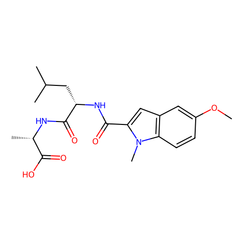 N-[(5-methoxy-1-methyl-1H-indol-2-yl)carbonyl]-L-leucyl-L-alanine structure