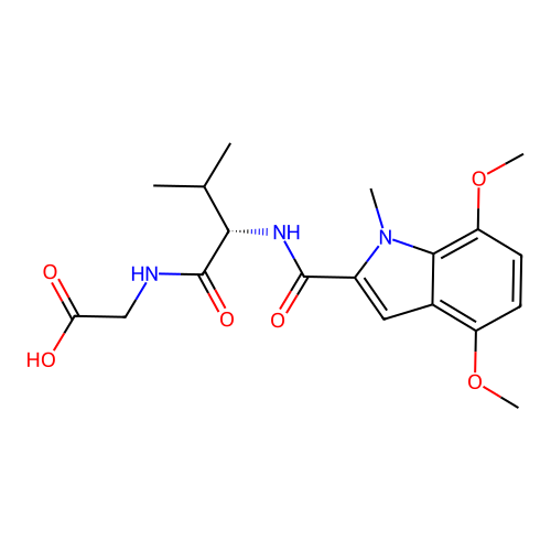 N-[(4,7-dimethoxy-1-methyl-1H-indol-2-yl)carbonyl]-L-valylglycine structure