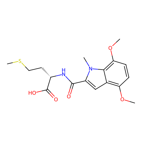 N-[(4,7-dimethoxy-1-methyl-1H-indol-2-yl)carbonyl]-L-methionine structure