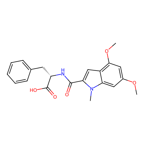 N-[(4,6-dimethoxy-1-methyl-1H-indol-2-yl)carbonyl]-L-phenylalanine structure