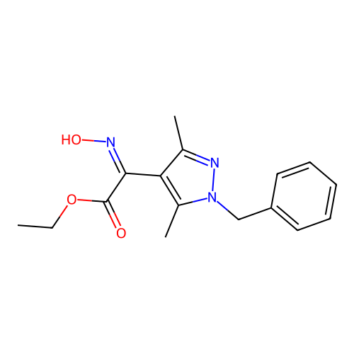 Ethyl (2Z)-(1-benzyl-3,5-dimethyl-1H-pyrazol-4-yl)(hydroxyimino)acetate structure