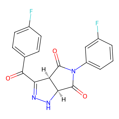 (3aS,6aS)-3-(4-fluorobenzoyl)-5-(3-fluorophenyl)-1,6a-dihydropyrrolo[3,4-c]pyrazole-4,6(3aH,5H)-dione structure