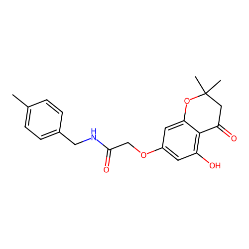 2-((5-hydroxy-2,2-dimethyl-4-oxochroman-7-yl)oxy)-N-(4-methylbenzyl)acetamide structure