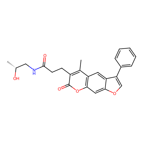 N-[(2R)-2-hydroxypropyl]-3-(5-methyl-7-oxo-3-phenylfuro[3,2-g]chromen-6-yl)propanamide structure