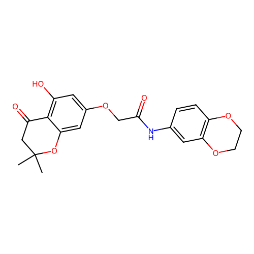 N-(2,3-dihydro-1,4-benzodioxin-6-yl)-2-[(5-hydroxy-2,2-dimethyl-4-oxo-3,4-dihydro-2H-chromen-7-yl)oxy]acetamide structure
