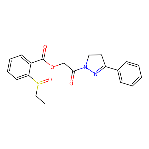 [2-Oxo-2-(5-phenyl-3,4-dihydropyrazol-2-yl)ethyl] 2-ethylsulfinylbenzoate structure