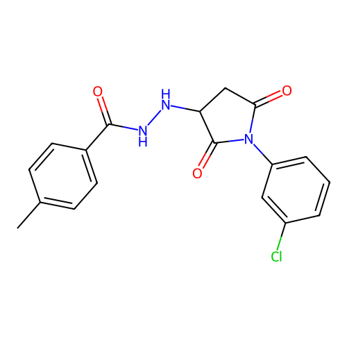 N'-[1-(3-chlorophenyl)-2,5-dioxopyrrolidin-3-yl]-4-methylbenzohydrazide structure
