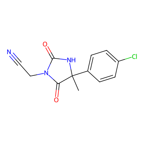 2-[4-(4-Chlorophenyl)-4-methyl-2,5-dioxoimidazolidin-1-yl]acetonitrile structure