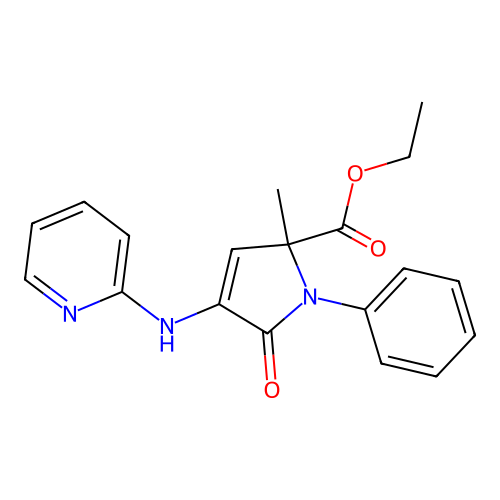 Ethyl 2-methyl-5-oxo-1-phenyl-4-(pyridin-2-ylamino)pyrrole-2-carboxylate structure
