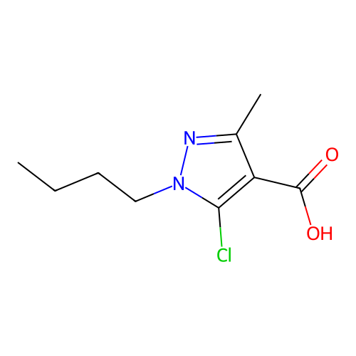1-butyl-5-chloro-3-methyl-1H-pyrazole-4-carboxylic acid structure