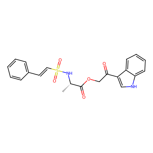 2-(1H-indol-3-yl)-2-oxoethyl (2S)-2-(2-phenylethenesulfonamido)propanoate structure