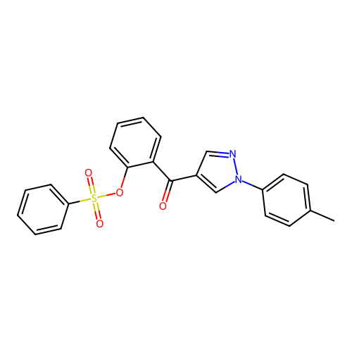 2-{[1-(4-methylphenyl)-1H-pyrazol-4-yl]carbonyl}phenyl benzenesulfonate structure