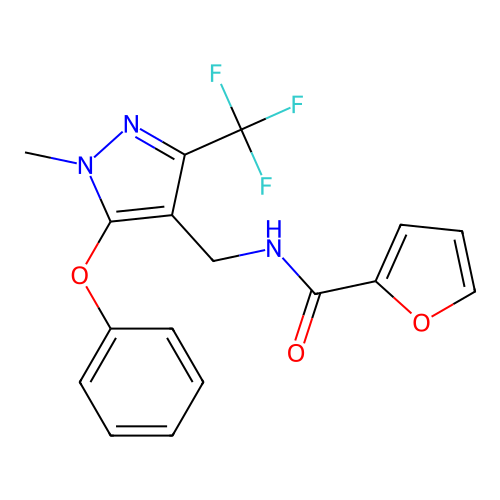 N-[[1-methyl-5-phenoxy-3-(trifluoromethyl)pyrazol-4-yl]methyl]furan-2-carboxamide structure