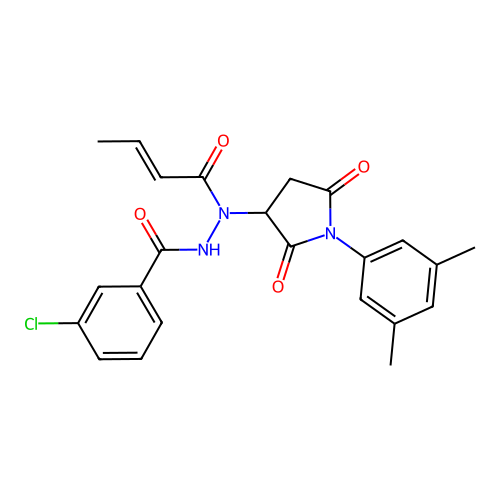 N'-[(2E)-but-2-enoyl]-3-chloro-N'-[1-(3,5-dimethylphenyl)-2,5-dioxopyrrolidin-3-yl]benzohydrazide structure