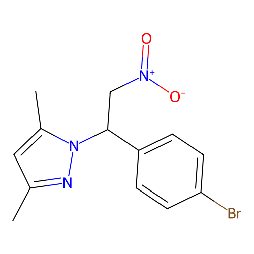 1-[1-(4-bromophenyl)-2-nitroethyl]-3,5-dimethyl-1H-pyrazole structure