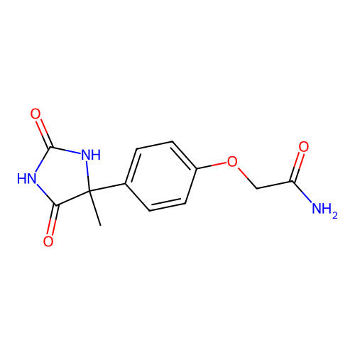 2-[4-(4-Methyl-2,5-dioxoimidazolidin-4-yl)phenoxy]acetamide structure