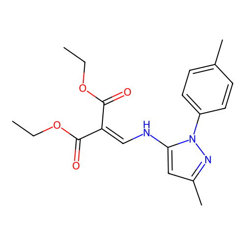diethyl 2-({[3-methyl-1-(4-methylphenyl)-1H-pyrazol-5-yl]amino}methylene)malonate structure