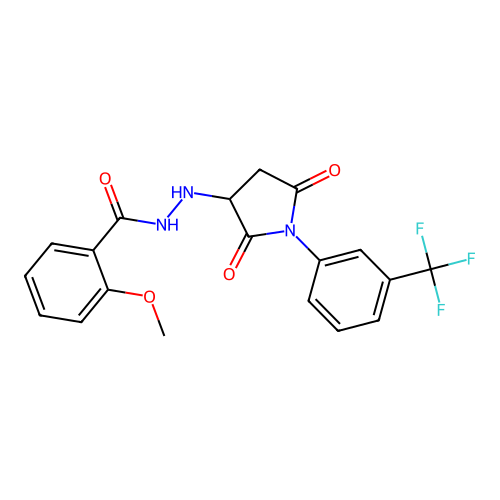 N'-{2,5-dioxo-1-[3-(trifluoromethyl)phenyl]pyrrolidin-3-yl}-2-methoxybenzohydrazide structure