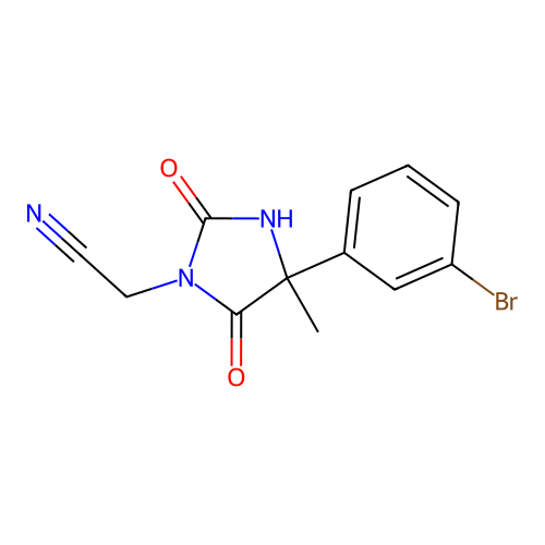 2-[4-(3-Bromophenyl)-4-methyl-2,5-dioxoimidazolidin-1-yl]acetonitrile structure