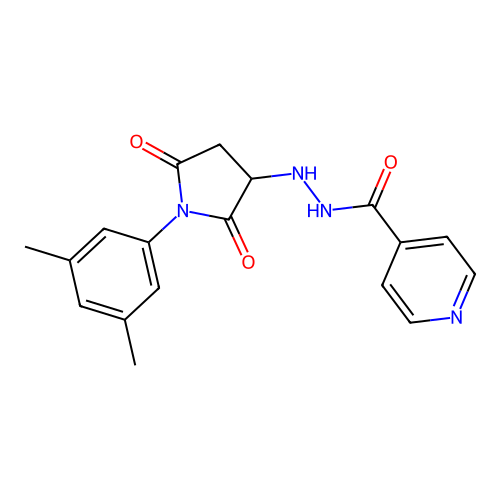 N'-[1-(3,5-dimethylphenyl)-2,5-dioxopyrrolidin-3-yl]pyridine-4-carbohydrazide structure