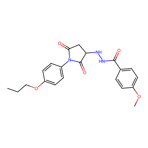N'-[2,5-dioxo-1-(4-propoxyphenyl)pyrrolidin-3-yl]-4-methoxybenzohydrazide structure