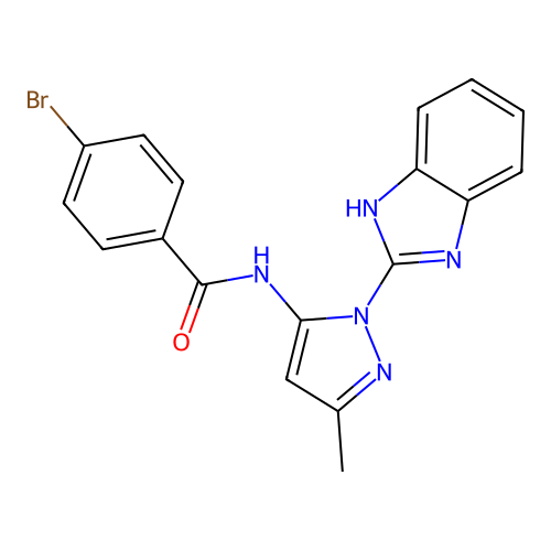 N-[2-(1H-Benzoimidazol-2-yl)-5-methyl-2H-pyrazol-3-yl]-4-bromo-benzamide structure