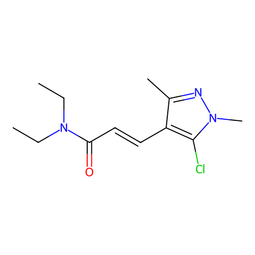 3-(5-chloro-1,3-dimethylpyrazol-4-yl)-N,N-diethylprop-2-enamide structure