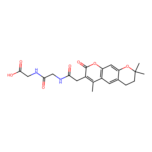 2-(2-(2-(4,8,8-trimethyl-2-oxo-2,6,7,8-tetrahydropyrano[3,2-g]chromen-3-yl)acetamido)acetamido)acetic acid structure