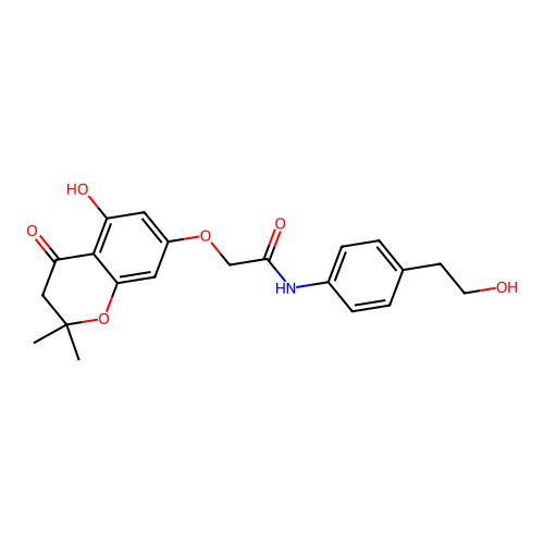 2-((5-hydroxy-2,2-dimethyl-4-oxochroman-7-yl)oxy)-N-(4-(2-hydroxyethyl)phenyl)acetamide structure