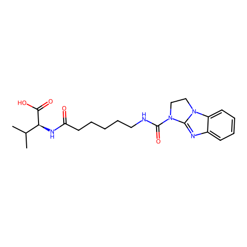 (2S)-2-[6-(1,2-dihydroimidazo[1,2-a]benzimidazole-3-carbonylamino)hexanoylamino]-3-methylbutanoic acid structure