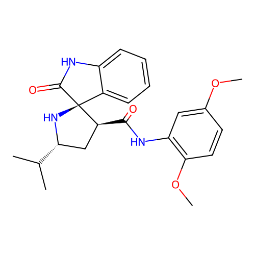 (2'R,3'S,5'R)-N-(2,5-dimethoxyphenyl)-5'-isopropyl-2-oxospiro[indoline-3,2'-pyrrolidine]-3'-carboxamide structure