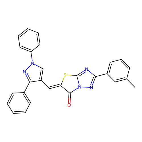 (5Z)-5-[(1,3-diphenyl-1H-pyrazol-4-yl)methylidene]-2-(3-methylphenyl)[1,3]thiazolo[3,2-b][1,2,4]triazol-6(5H)-one structure