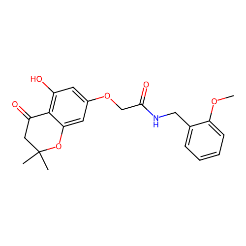 2-((5-hydroxy-2,2-dimethyl-4-oxochroman-7-yl)oxy)-N-(2-methoxybenzyl)acetamide structure