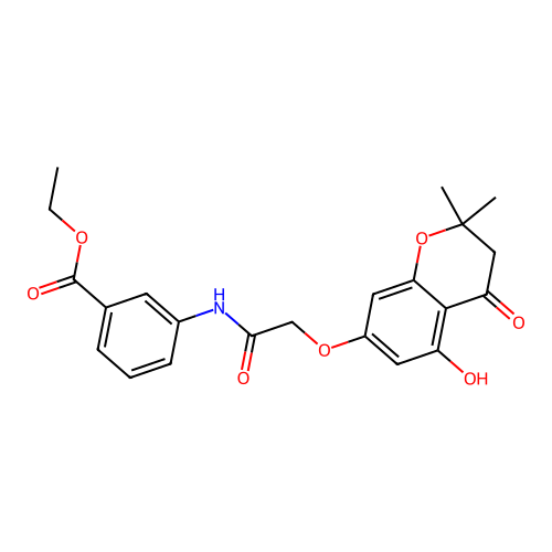 Ethyl 3-(2-((5-hydroxy-2,2-dimethyl-4-oxochroman-7-yl)oxy)acetamido)benzoate structure