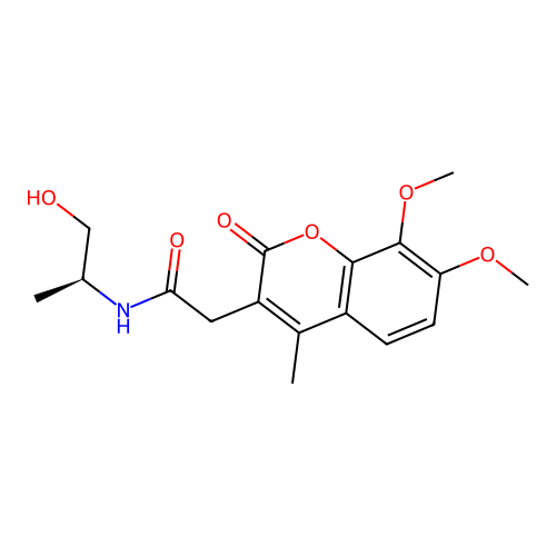 (S)-2-(7,8-dimethoxy-4-methyl-2-oxo-2H-chromen-3-yl)-N-(1-hydroxypropan-2-yl)acetamide structure