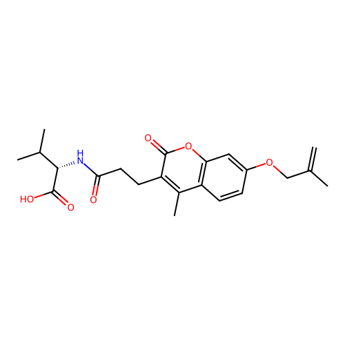 (2S)-3-methyl-2-[3-[4-methyl-7-(2-methylprop-2-enoxy)-2-oxochromen-3-yl]propanoylamino]butanoic acid structure