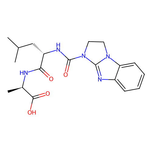 (2R)-2-[[(2S)-2-(1,2-dihydroimidazo[1,2-a]benzimidazole-3-carbonylamino)-4-methylpentanoyl]amino]propanoic acid structure