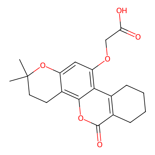 [(2,2-dimethyl-6-oxo-3,4,7,8,9,10-hexahydro-2H,6H-benzo[c]pyrano[2,3-h]chromen-11-yl)oxy]acetic acid structure