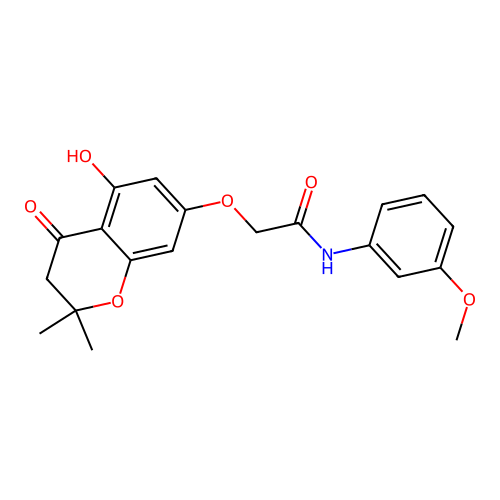 2-((5-hydroxy-2,2-dimethyl-4-oxochroman-7-yl)oxy)-N-(3-methoxyphenyl)acetamide structure