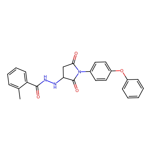 N'-[2,5-dioxo-1-(4-phenoxyphenyl)pyrrolidin-3-yl]-2-methylbenzohydrazide structure